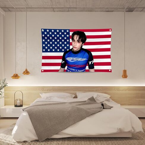 Generic TXT HUENING KAI American Flag Tapestry,TXT Tapestry Wall Hanging College Dorm Wall Decor Room Flags Home Decor for Moa Gift,K-pop Fans, Large, miya-01 in Saudi Arabia