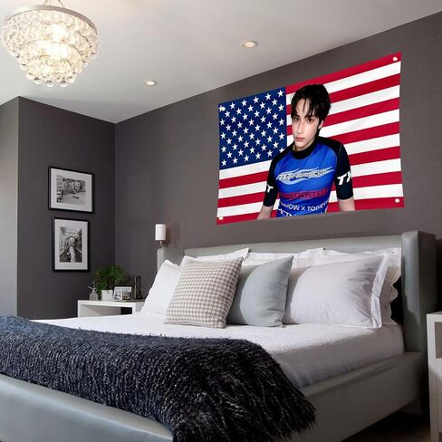 Generic TXT HUENING KAI American Flag Tapestry,TXT Tapestry Wall Hanging College Dorm Wall Decor Room Flags Home Decor for Moa Gift,K-pop Fans, Large, miya-01 in Saudi Arabia