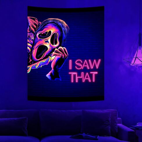 simpkeely Funny Ghost Blacklight Tapestry، رأيت أن نسيج الرعب الفلورسنت الجدار شنقا، الأشعة فوق البنفسجية رد الفعل توهج في الظلام حزب خلفية نسيج بارد لغرفة النوم، غرفة المعيشة - 29.5 "× 39.4" in Kuwait