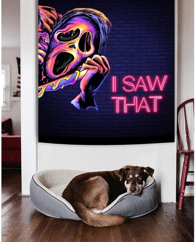 simpkeely Funny Ghost Blacklight Tapestry، رأيت أن نسيج الرعب الفلورسنت الجدار شنقا، الأشعة فوق البنفسجية رد الفعل توهج في الظلام حزب خلفية نسيج بارد لغرفة النوم، غرفة المعيشة - 29.5 "× 39.4" in Kuwait
