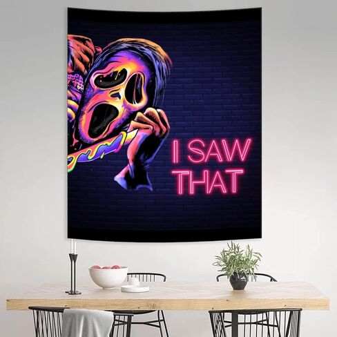 simpkeely Funny Ghost Blacklight Tapestry، رأيت أن نسيج الرعب الفلورسنت الجدار شنقا، الأشعة فوق البنفسجية رد الفعل توهج في الظلام حزب خلفية نسيج بارد لغرفة النوم، غرفة المعيشة - 29.5 "× 39.4" in Kuwait