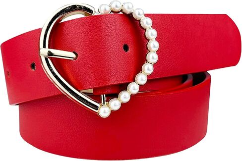 Women Leather Belts for Dress Jeans Pants Heart Buckle Ladies Belt in Saudi Arabia