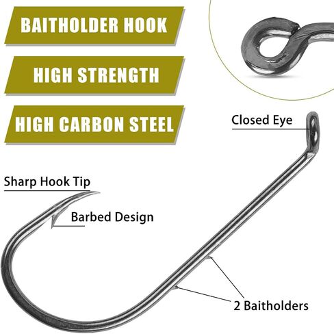 Fishing Hook Rigs Baitholder Snelled Fishing Hooks Saltwater Steel Wire Leader Rigs for Bass Catfish Fishing Lure Rigs in Saudi Arabia