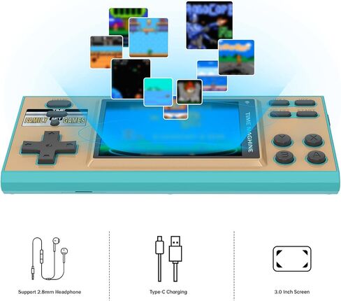 Handheld Games for Kids - 16 Bit Electronic Games Console Built-in 200 HD Games - 3.0 Inch Screen Retro Games Toy with Earphone - Games & Clock Device Best Gift for Kids Age 3-10 Years(Blue) in Saudi Arabia