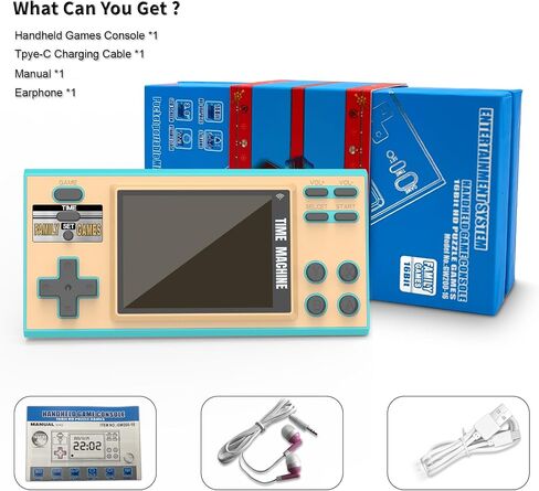 Handheld Games for Kids - 16 Bit Electronic Games Console Built-in 200 HD Games - 3.0 Inch Screen Retro Games Toy with Earphone - Games & Clock Device Best Gift for Kids Age 3-10 Years(Blue) in Saudi Arabia