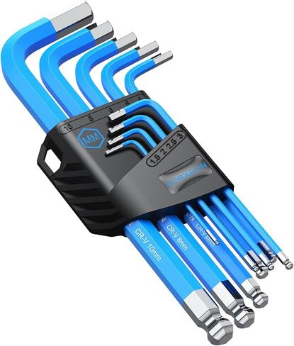 Allen Wrench Hex Key Set 1.5mm-10mm, 9PCS Metric Long Ball End Allen Key Set L-key with Visible Coding for Bike Motorcycle Repair Furniture Assembly Household DIY in Saudi Arabia
