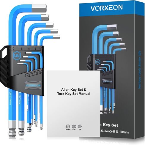 Allen Wrench Hex Key Set 1.5mm-10mm, 9PCS Metric Long Ball End Allen Key Set L-key with Visible Coding for Bike Motorcycle Repair Furniture Assembly Household DIY in Saudi Arabia