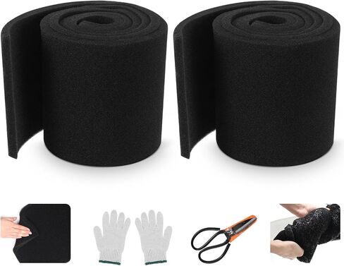 2 لفة كوي بركة تصفية وسائل الإعلام الخشنة بركة تصفية وسادة السائبة الأسود دائم بركة وسادة وسائل الإعلام لفة مع قفازات مقص لحوض السمك خزان الأسماك في الهواء الطلق، مقطعة لتناسب، 12 × 72 × 0.75 بوصة in Kuwait