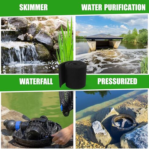 2 لفة كوي بركة تصفية وسائل الإعلام الخشنة بركة تصفية وسادة السائبة الأسود دائم بركة وسادة وسائل الإعلام لفة مع قفازات مقص لحوض السمك خزان الأسماك في الهواء الطلق، مقطعة لتناسب، 12 × 72 × 0.75 بوصة in Kuwait