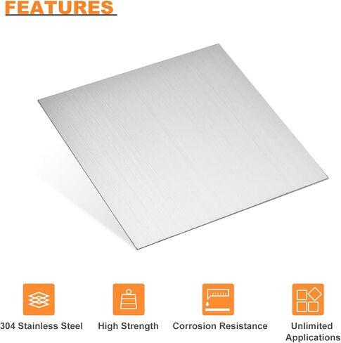 uxcell 304 Stainless Steel Sheet, 0.03" x 4" x 4" Brushed Finish - Good for Industry, Machinery, DIY Projects, and Home Decoration 2pcs in Saudi Arabia