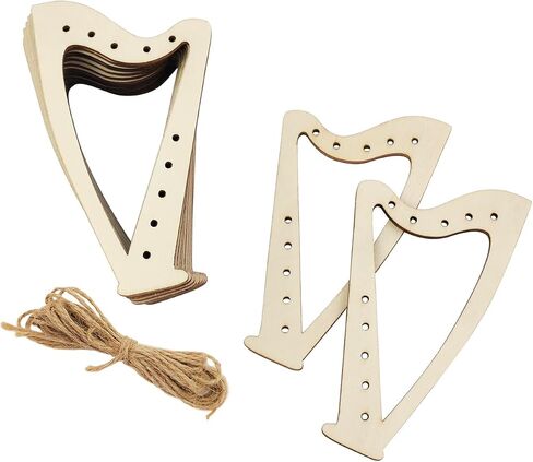 30 Pack 4 Inch Wood Harp Cutouts Unfinished Wooden Harp Hanging Ornaments DIY Harp Craft Gift Tags for Home Party Decoration Craft Project in Saudi Arabia