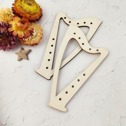 30 Pack 4 Inch Wood Harp Cutouts Unfinished Wooden Harp Hanging Ornaments DIY Harp Craft Gift Tags for Home Party Decoration Craft Project in Saudi Arabia