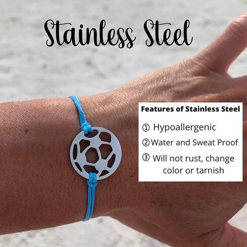 Soccer Bracelet, Soccer Jewelry, Adjustable Stainless Steel Soccer Charm Bracelets - Soccer Gifts in Saudi Arabia
