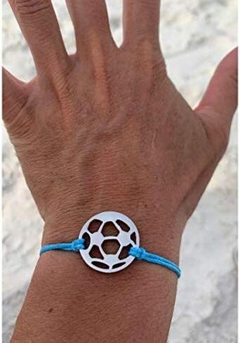 Soccer Bracelet, Soccer Jewelry, Adjustable Stainless Steel Soccer Charm Bracelets - Soccer Gifts in Saudi Arabia