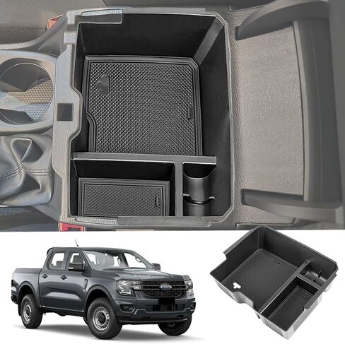 Center Console Organizer Tray Compatible with 2024 Ford Ranger XL XLT Armrest Storage Box Insert Interior Accessories-ONLY FIT Mechanical Handbrake Version and Left Hand Drive in Saudi Arabia