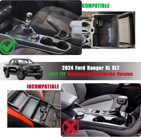 Center Console Organizer Tray Compatible with 2024 Ford Ranger XL XLT Armrest Storage Box Insert Interior Accessories-ONLY FIT Mechanical Handbrake Version and Left Hand Drive in Saudi Arabia