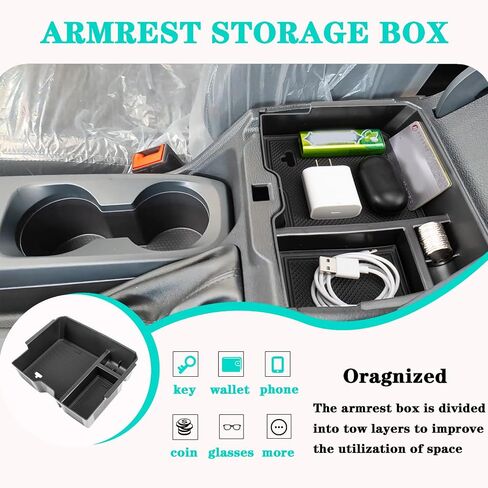 Center Console Organizer Tray Compatible with 2024 Ford Ranger XL XLT Armrest Storage Box Insert Interior Accessories-ONLY FIT Mechanical Handbrake Version and Left Hand Drive in Saudi Arabia