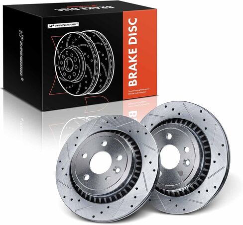 A-Premium 12.89 inch (327.5mm) Front Drilled and Slotted Disc Brake Rotors Compatible with Select Volvo Models - XC60 2010-2017, 2.0L 2.5L 3.0L 3.2L, 2-PC Set in Saudi Arabia
