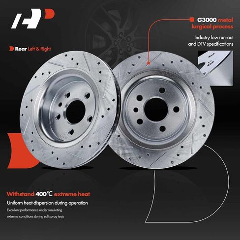 A-Premium 12.89 inch (327.5mm) Front Drilled and Slotted Disc Brake Rotors Compatible with Select Volvo Models - XC60 2010-2017, 2.0L 2.5L 3.0L 3.2L, 2-PC Set in Saudi Arabia