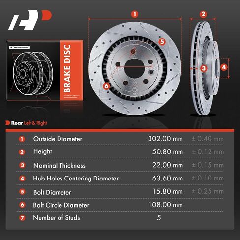 A-Premium 12.89 inch (327.5mm) Front Drilled and Slotted Disc Brake Rotors Compatible with Select Volvo Models - XC60 2010-2017, 2.0L 2.5L 3.0L 3.2L, 2-PC Set in Saudi Arabia