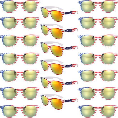 20 Pack Bulk American Flag Sunglasses Classic Patriot 4th of July Independence Day Party Supplies in Saudi Arabia