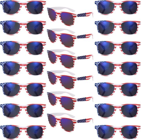 20 Pack Bulk American Flag Sunglasses Classic Patriot 4th of July Independence Day Party Supplies in Saudi Arabia