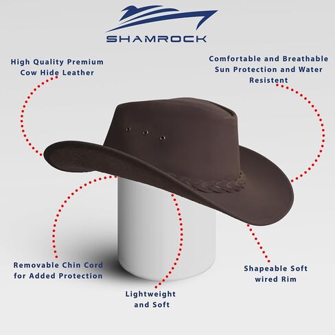 SHAMROCK Leather Cowboy Hat for Men Women Lightweight Handcrafted Western Shapeable Wide Brim | Western Hats for Men in Saudi Arabia