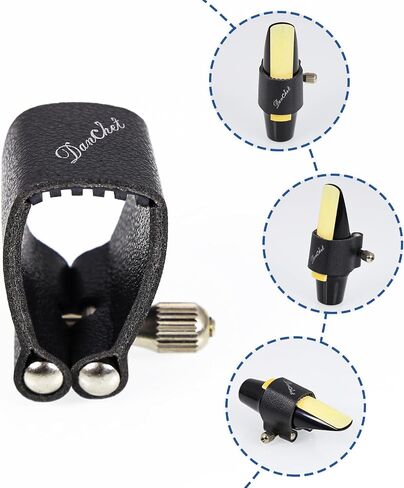 Alto Saxophone Ligature/Clarinet Ligature Shared Fastener, Leather Ligature and Plastic Cap for Alto Saxophone/Clarinet… in Kuwait