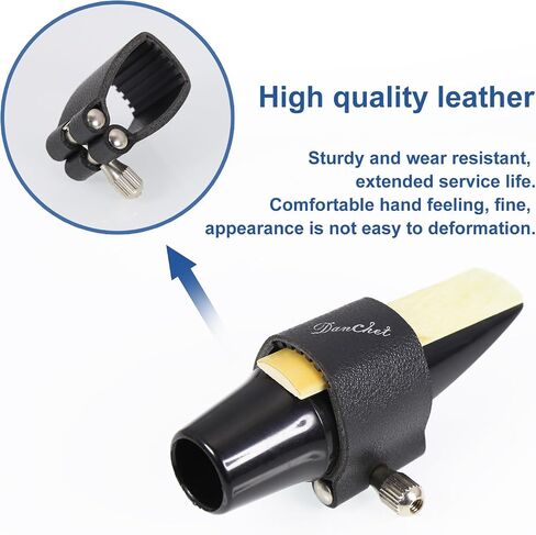 Alto Saxophone Ligature/Clarinet Ligature Shared Fastener, Leather Ligature and Plastic Cap for Alto Saxophone/Clarinet… in Kuwait