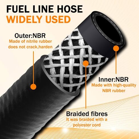 1/2 خرطوم خط الوقود، خرطوم الوقود بقفل الدفع NBR المطاط SAE 30R7 10FT 300PSI لمحركات أنظمة وقود السيارات in Kuwait