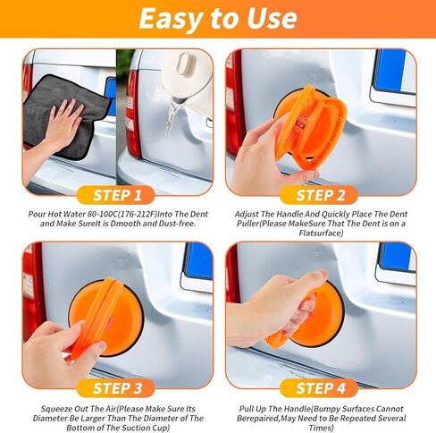 أداة سحب دنت، مجموعة أدوات إصلاح دنت السيارة مكونة من 3 قطع، مجموعة إزالة دنت بدون طلاء، مجموعة أدوات سحب دنت قوية لشفط المقبض، أداة إزالة دنت لجسم السيارة والبلاط والزجاج والمرآة in Kuwait