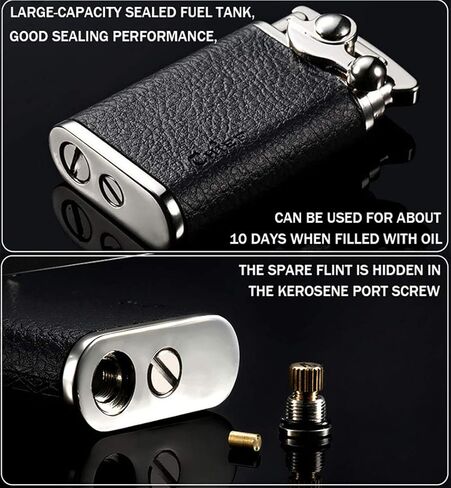 ولاعة كلاسيكية مصنوعة يدويًا من النحاس النقي العتيق + ولاعة الكيروسين من جلد التمساح ولاعة إبداعية مضادة للرياح كهدية in Kuwait