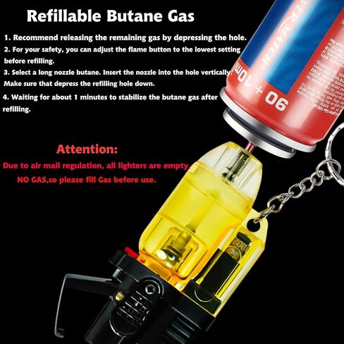 5 Pack of Torch Lighter, Cool Jet Flame Lighter Refillable Butane Gas with with Keychain, Windproof with Flame Fixed Lock and Adjustable Flame Lighter for Kitchen,Outdoor,Grill (without Butane Gas) in Saudi Arabia
