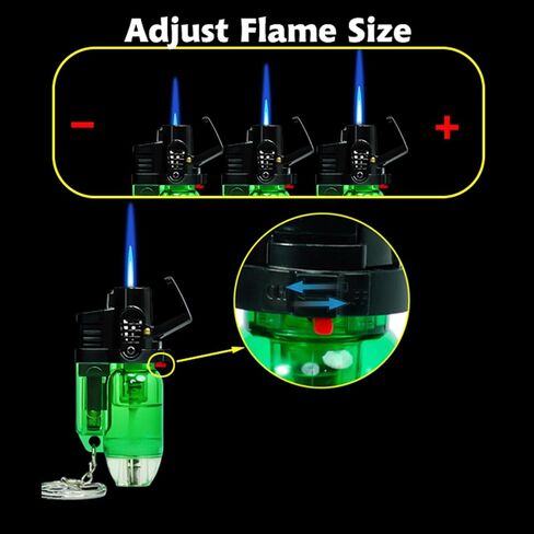 5 Pack of Torch Lighter, Cool Jet Flame Lighter Refillable Butane Gas with with Keychain, Windproof with Flame Fixed Lock and Adjustable Flame Lighter for Kitchen,Outdoor,Grill (without Butane Gas) in Saudi Arabia