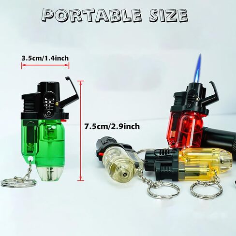5 Pack of Torch Lighter, Cool Jet Flame Lighter Refillable Butane Gas with with Keychain, Windproof with Flame Fixed Lock and Adjustable Flame Lighter for Kitchen,Outdoor,Grill (without Butane Gas) in Saudi Arabia