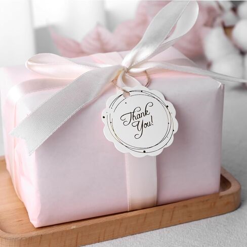 SallyFashion 100PCS Thank You Tags, Gift Tags with String White Gold Stamping Hang Tags Round Gift Tags for DIY Crafts Party Favors Wedding in Saudi Arabia