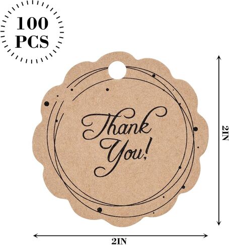 SallyFashion 100PCS Thank You Tags, Gift Tags with String White Gold Stamping Hang Tags Round Gift Tags for DIY Crafts Party Favors Wedding in Saudi Arabia