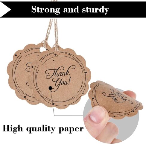SallyFashion 100PCS Thank You Tags, Gift Tags with String White Gold Stamping Hang Tags Round Gift Tags for DIY Crafts Party Favors Wedding in Saudi Arabia