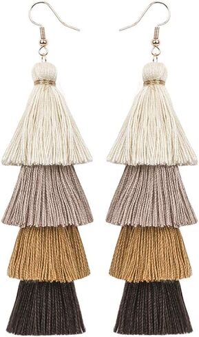 Manfnee Tassel Bohemian Earring Alloy Dangle&Drop Leather Teardrop Wood Earrings Jewelry Women in Kuwait