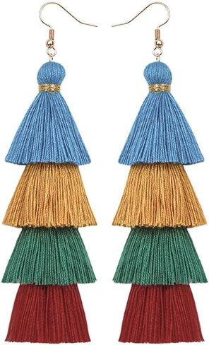 Manfnee Tassel Bohemian Earring Alloy Dangle&Drop Leather Teardrop Wood Earrings Jewelry Women in Kuwait