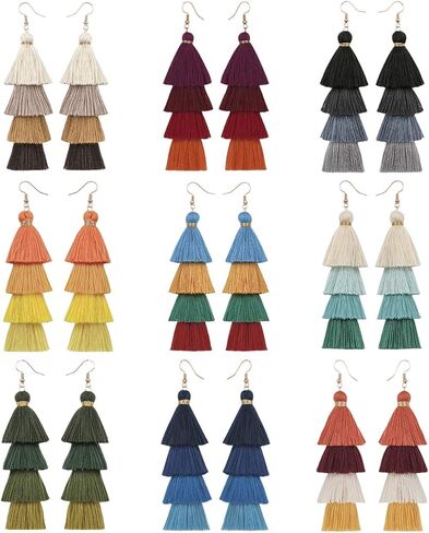 Manfnee Tassel Bohemian Earring Alloy Dangle&Drop Leather Teardrop Wood Earrings Jewelry Women in Kuwait