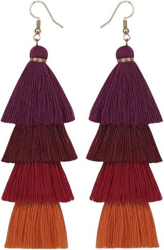 Manfnee Tassel Bohemian Earring Alloy Dangle&Drop Leather Teardrop Wood Earrings Jewelry Women in Kuwait