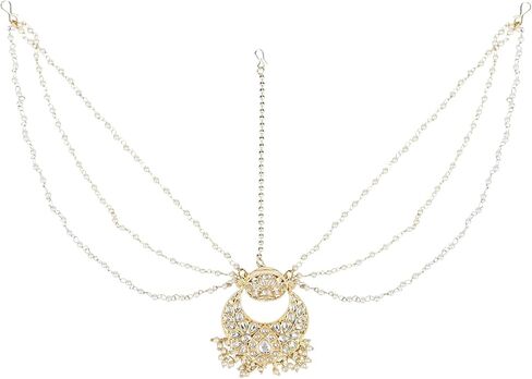 I Jewels تقليدي مطلي بالذهب ولؤلؤ كوندان ماثا باتي للنساء/الفتيات in Kuwait