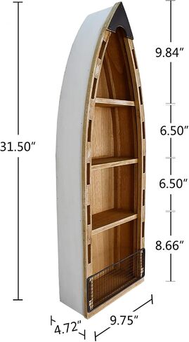 Veclotch 2set Wooden Boat Decor Hanging Wood Boat Decor for Wall, Rustic Nautical Standing Boat Shelf Decor Beach Theme Display Boat with Shelves for Bathroom Bedroom Lake House Decor (with 3 Tiers) in Saudi Arabia