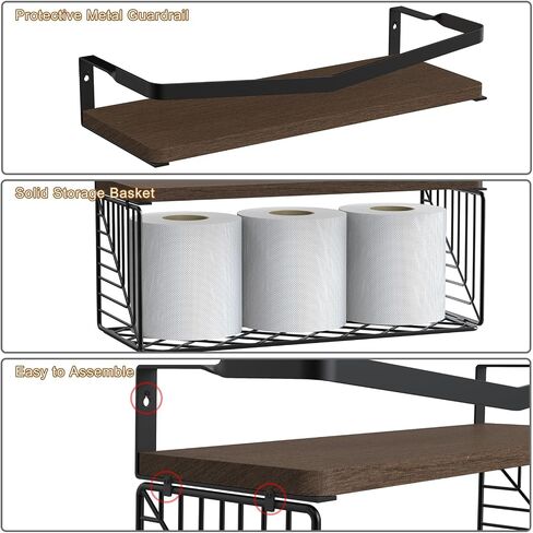 Floating Shelves Wall Mounted, Home Wall Storage Sets，Wood Bathroom Shelves with Extra Storage Shelf, Rustic Wall Shelves for Bathroom, Bedroom, in Saudi Arabia
