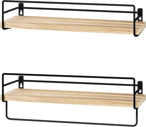 Floating Shelves Wall Mounted, Wall Wood Storage Shelf for Kitchen Bathroom Bedroom Set of 2 Carbonized Black in Saudi Arabia