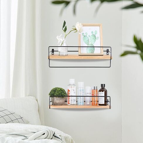 Floating Shelves Wall Mounted, Wall Wood Storage Shelf for Kitchen Bathroom Bedroom Set of 2 Carbonized Black in Saudi Arabia