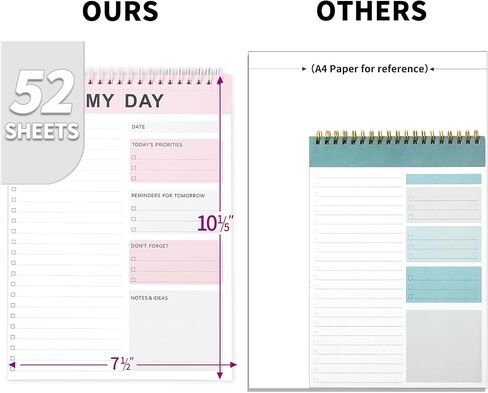 To Do List Notebook for work, 52 Sheets Tear-Off Planning Note Pad 7.5"×10.2", Office Planner, Daily Checklist Notebook, Desk Organization, Office Productivity （Pink) in Saudi Arabia