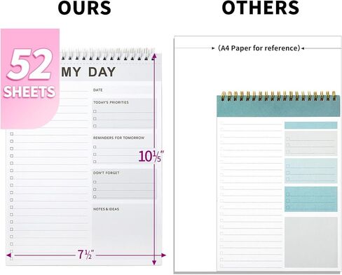 To Do List Notebook for work, 52 Sheets Tear-Off Planning Note Pad 7.5"×10.2", Office Planner, Daily Checklist Notebook, Desk Organization, Office Productivity （Pink) in Saudi Arabia