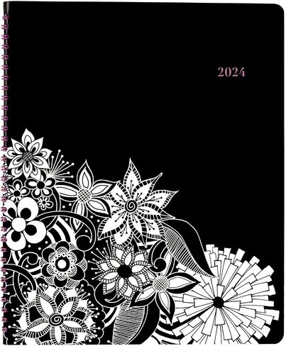 Cambridge 2025 Appointment Book Planner, Weekly & Monthly, 8-1/2" x 11", Large, FloraDoodle, White and Black (589-905-25) in Saudi Arabia